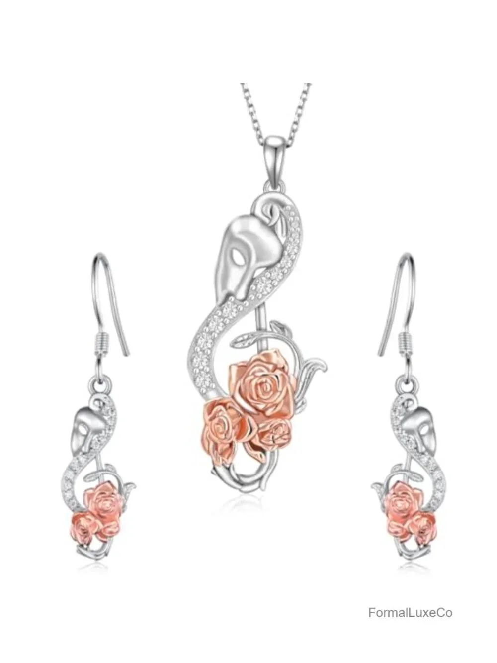 Phantom of the Opera Necklace & Earrings 925 Sterling Silver Musical Theater